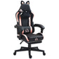Racing Gamer Chair, Faux Leather Gaming Chair With Footrest, Headrest And Lumbar Support, Black