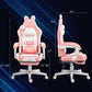 Cute Racing Gamer Chair, Faux Leather Gaming Chair With Footrest, Headrest And Lumbar Support