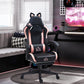 Racing Gamer Chair, Faux Leather Gaming Chair With Footrest, Headrest And Lumbar Support, Black