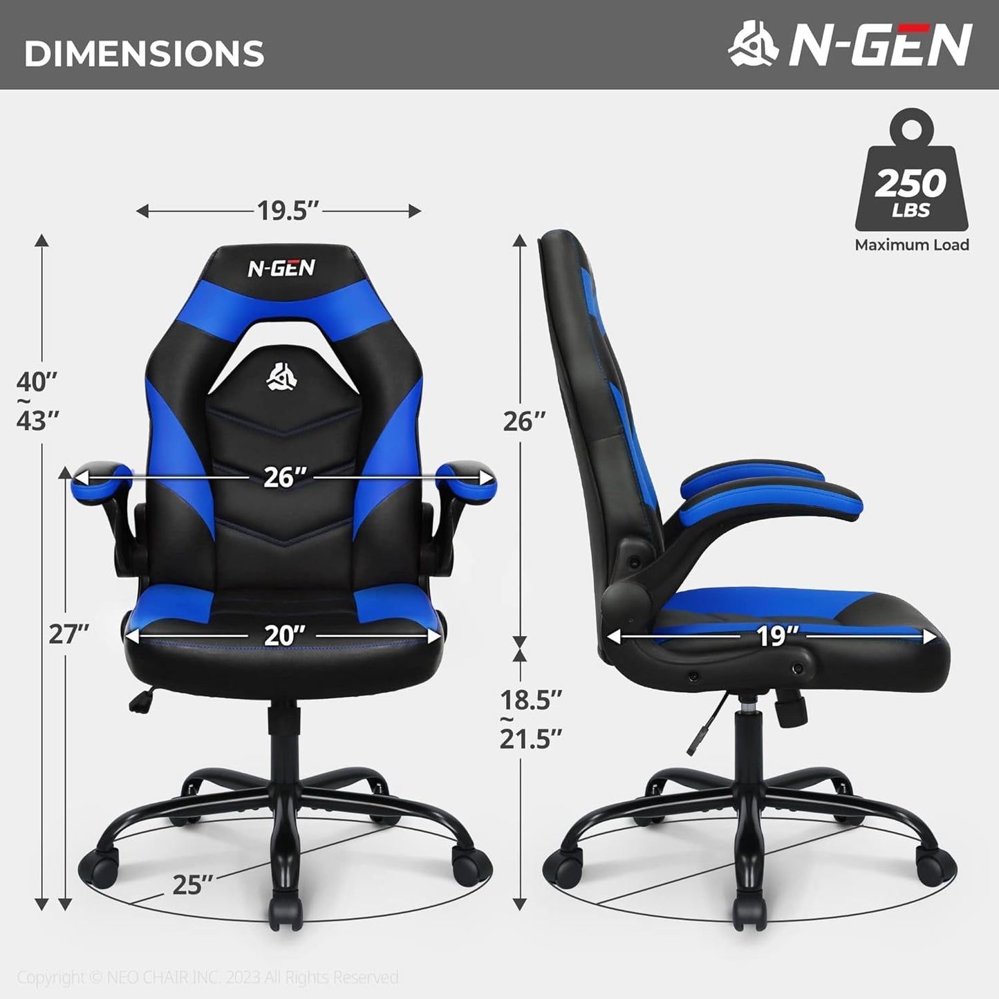 N-GEN Video Gaming Computer Chair Ergonomic Office Chair Desk Chair