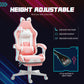 Cute Racing Gamer Chair, Faux Leather Gaming Chair With Footrest, Headrest And Lumbar Support