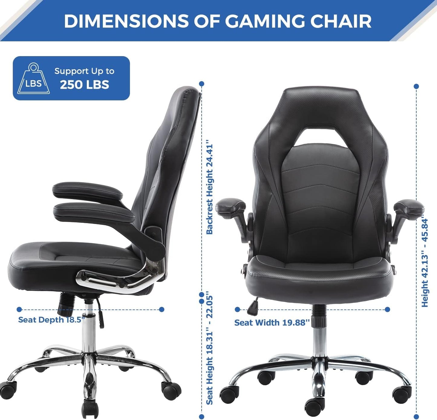 Home Gaming Ergonomic Office Flip-Up Armrest and Height Adjustable
