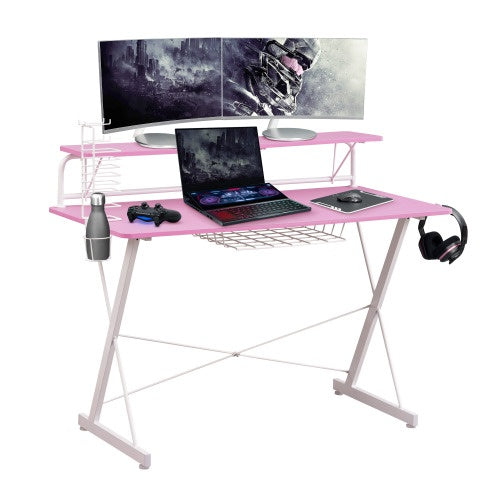 Techni Sport TS 200 Carbon Computer Gaming Desk With Shelving