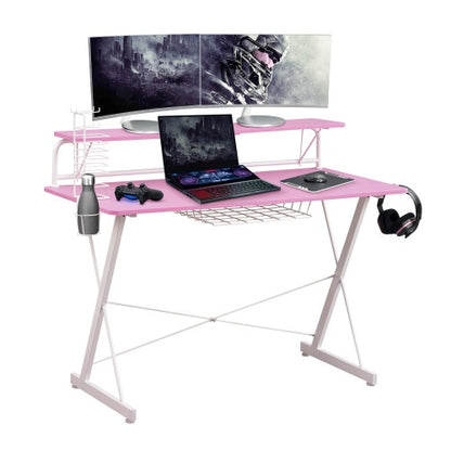 Techni Sport TS 200 Carbon Computer Gaming Desk With Shelving